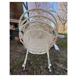Vintage Wrought Iron Patio Chair & Table Base White Garden Set