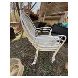 Vintage Wrought Iron Patio Chair & Table Base White Garden Set