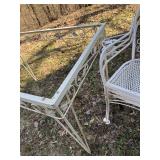 Vintage Wrought Iron Patio Chair & Table Base White Garden Set