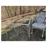 Vintage Wrought Iron Patio Chair & Table Base White Garden Set