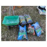 Red Devil Broadcast Spreader w/ Scotts & Menards Lawn Care Lot