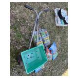 Red Devil Broadcast Spreader w/ Scotts & Menards Lawn Care Lot