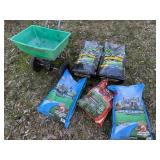 Red Devil Broadcast Spreader w/ Scotts & Menards Lawn Care Lot