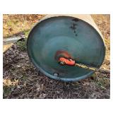 Vintage Steel Lawn Roller Yard Garden Push Roller Weathered Condition