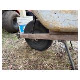 Vintage Steel Wheelbarrow Wood Handles Single Wheel Rustic Garden Cart