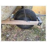 Vintage Steel Wheelbarrow Wood Handles Single Wheel Rustic Garden Cart