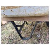 Vintage Steel Wheelbarrow Wood Handles Single Wheel Rustic Garden Cart