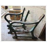 Antique Cast Iron Bench End Frames Pair Garden Park Salvage As Found