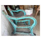 Antique Cast Iron Bench End Frames Pair Garden Park Salvage As Found