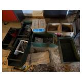 Mixed Shop Hardware Lot Chains Nails Bolts in Metal Bins Good