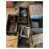Mixed Shop Hardware Lot Chains Nails Bolts in Metal Bins Good