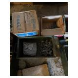 Mixed Shop Hardware Lot Chains Nails Bolts in Metal Bins Good