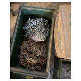 Mixed Shop Hardware Lot Chains Nails Bolts in Metal Bins Good
