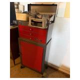 Test Rite Rolling Tool Cabinet Chest 3 Drawer Red Gray w/ Contents
