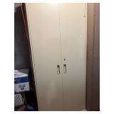 Beige Metal Storage Cabinet Locking 2 Door Utility Cupboard Good