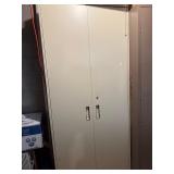 Beige Metal Storage Cabinet Locking 2 Door Utility Cupboard Good
