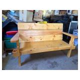Handmade Solid Wood Rustic Bench w Wide Arms Side Holders Good