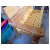 Handmade Solid Wood Rustic Bench w Wide Arms Side Holders Good