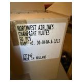 Northwest Airlines Champagne Flutes Boxed Lot of 50 Holland Logo Glass