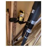 Vintage Fishing Rod Reel Lot w Fenwick Black Hawk 1052 Tackle Box