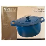 Sabatier Cast Iron Round Casserole 3.5 Qt Porcelain Enamel Boxed