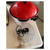 Vintage Red Electric Wok w/ Lid Temp Control Rack Countertop Cooker