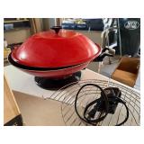 Vintage Red Electric Wok w/ Lid Temp Control Rack Countertop Cooker