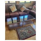 Coffee Table - Wood & Glass, 56 x 20 x 16 in