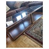Coffee Table - Wood & Glass, 56 x 20 x 16 in