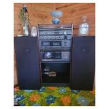 Vintage Belt-Drive Turntable Stereo System with Dual Cassette & CD Player