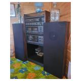 Vintage Belt-Drive Turntable Stereo System with Dual Cassette & CD Player