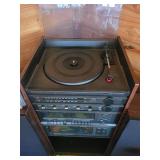 Vintage Belt-Drive Turntable Stereo System with Dual Cassette & CD Player
