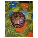 Amber Diamond-Cut Glass Jar Lantern & Metal Candle Holder Stand with 3 Colored Glass Cups