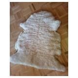 Sheepskin Rug - White Natural Long-Curly Fur, Leather Backing