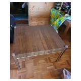 Walnut Veneer Coffee Table with Chrome Tube Legs