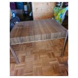 Walnut Veneer Coffee Table with Chrome Tube Legs