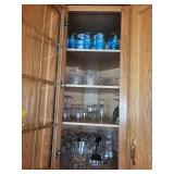 Grand Lodge of Manitoba Blue Glasses (5) and Starfish-Decor Crystal Glass Jar with Stemware