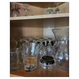 Grand Lodge of Manitoba Blue Glasses (5) and Starfish-Decor Crystal Glass Jar with Stemware