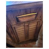 Oak Hexagonal Corner Cabinet with Louvered Doors - 2-Door