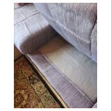 Upholstered Sofa With Wood Trim And Floral Pillows (3-Seater)