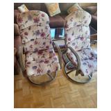 metal lawn chairs with cushions- Floral Upholstered Rocking Chairs)