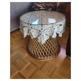 Peacock Chair & 2 Wicker Coffee Tables