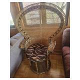 Peacock Chair & 2 Wicker Coffee Tables