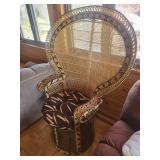 Peacock Chair & 2 Wicker Coffee Tables