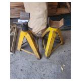 Pair of Yellow Steel Jack Stands with Saddle Tops - Heavy-Duty