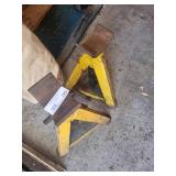 Pair of Yellow Steel Jack Stands with Saddle Tops - Heavy-Duty