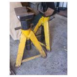 Pair of Yellow Steel Jack Stands with Saddle Tops - Heavy-Duty