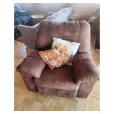 Brown Plush Recliner Chair with Footrest - Microfiber Upholstery