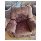 Brown Plush Recliner Chair with Footrest - Microfiber Upholstery