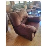 Brown Plush Recliner Chair with Footrest - Microfiber Upholstery
